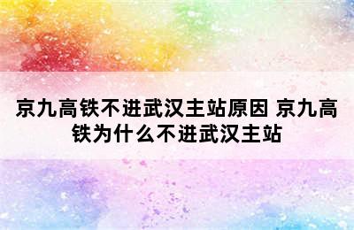 京九高铁不进武汉主站原因 京九高铁为什么不进武汉主站